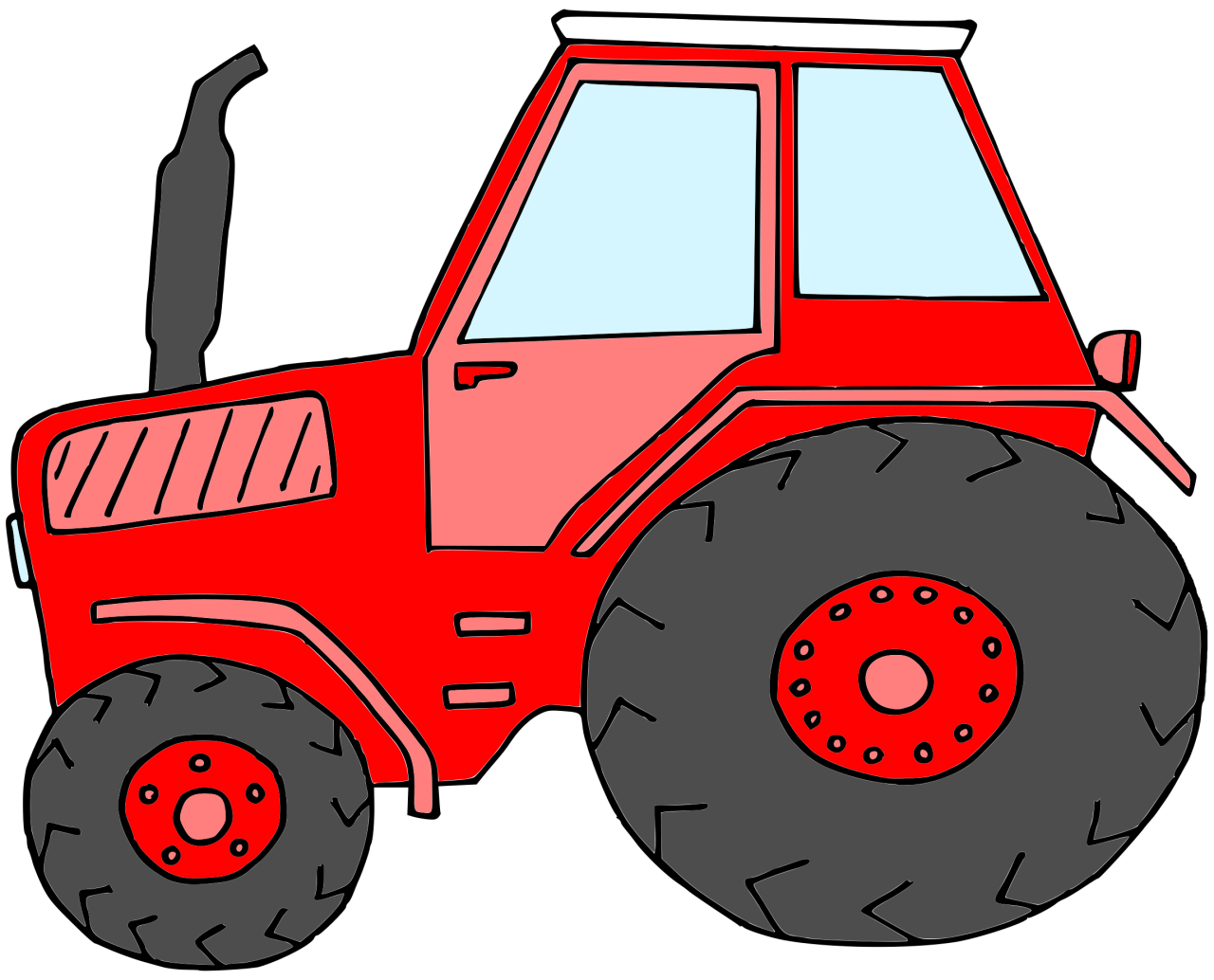 Autorská ilustrace červený traktor 2 Hravé stroje